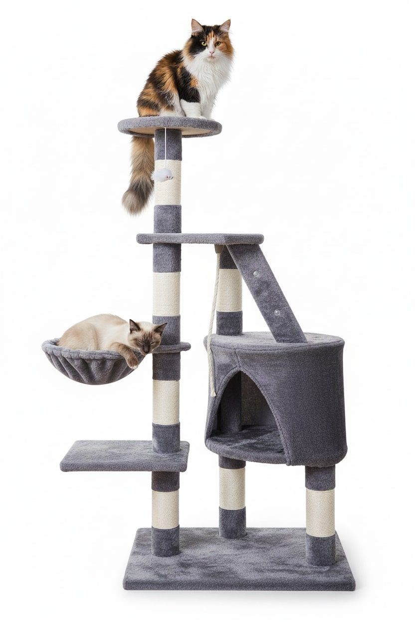 120cm Cat Tree for Indoor Cats with Condo and Hammock