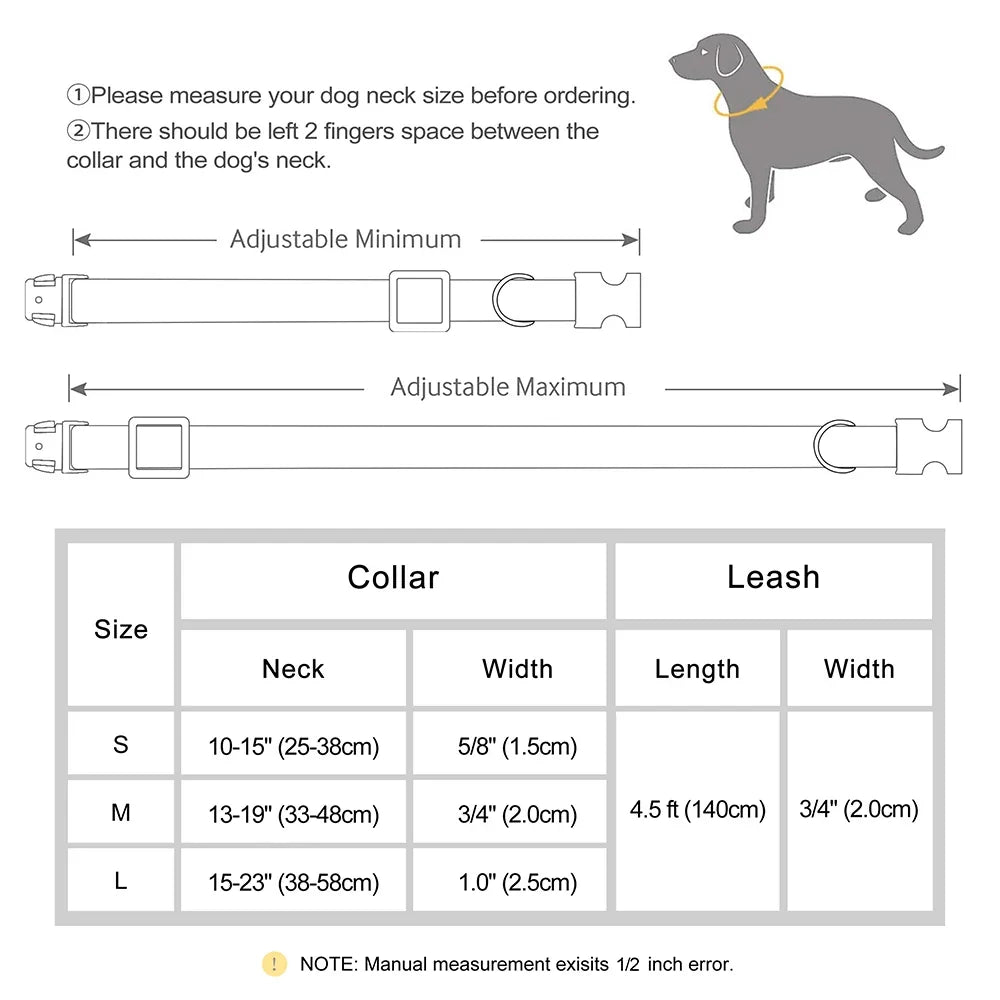 Personalised PU Leather Dog Collar & Leash Set