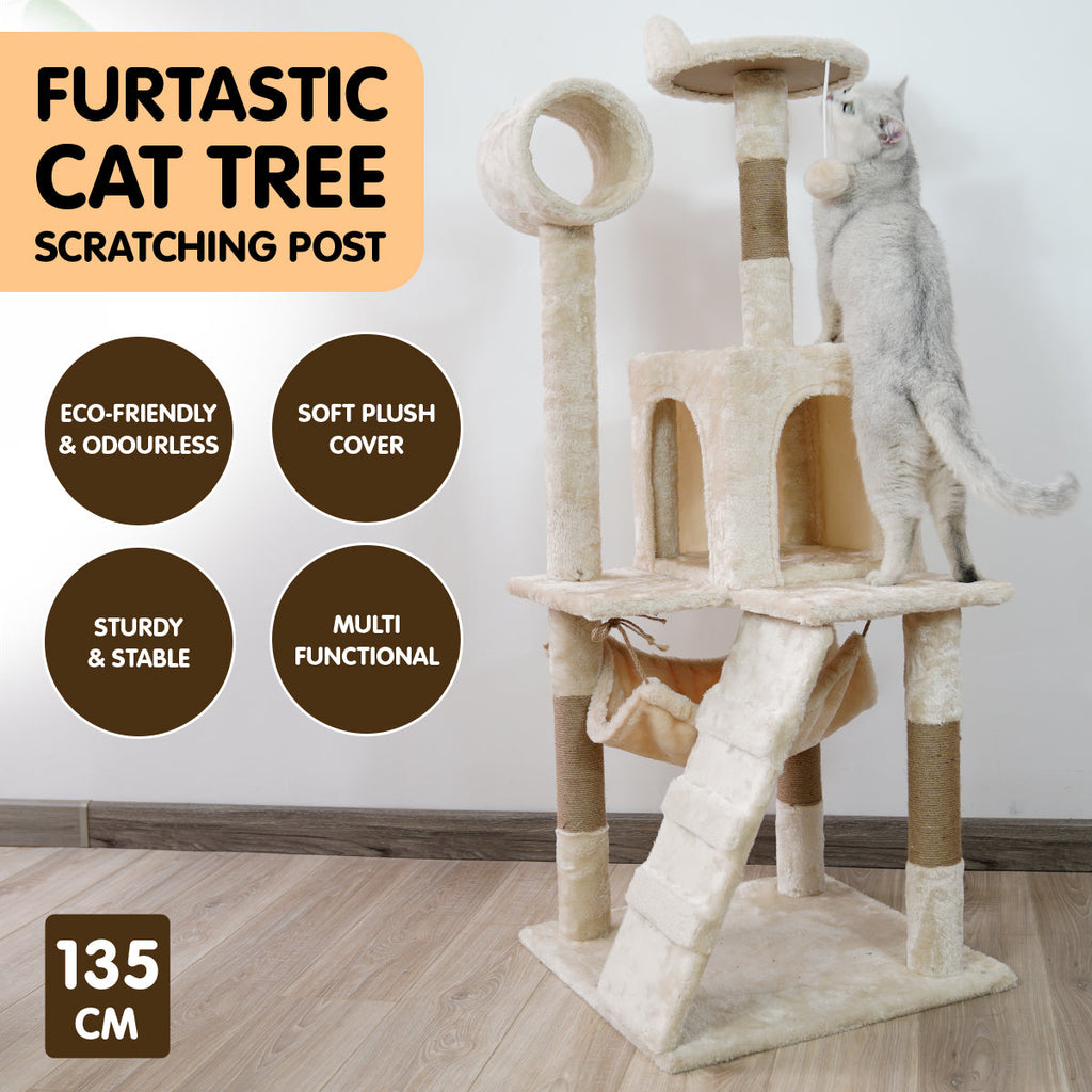 135cm Cat Tree Scratching Post - Beige