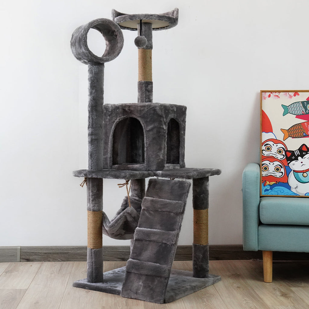 NNEDPE 135cm Cat Tree Scratching Post - Dark Grey